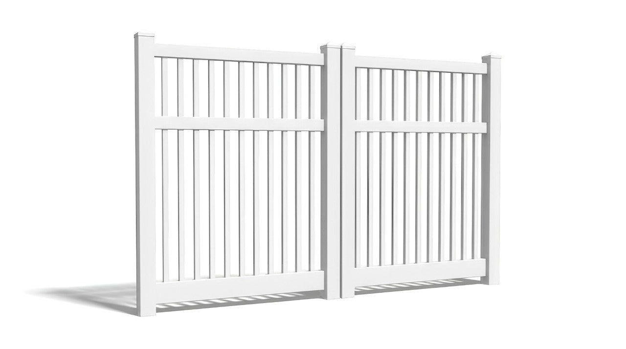 6' Tall x 8' Wide Double Drive Swing Vinyl Gate For Closed Picket Vinyl Fences (AFC-017)