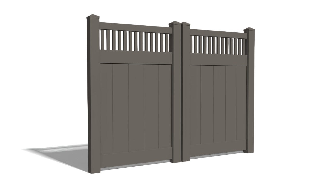 6' Tall x 8' Wide Double Drive Swing Vinyl Gate For Vinyl Fences (AFC-018)