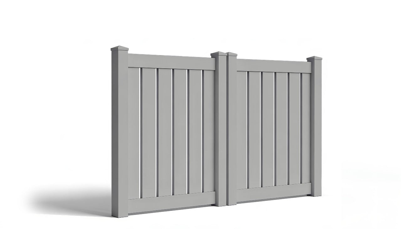 4' Tall x 8' Wide Double Drive Swing Vinyl Gate For Vinyl Semi-Privacy Fences (AFC-0304)