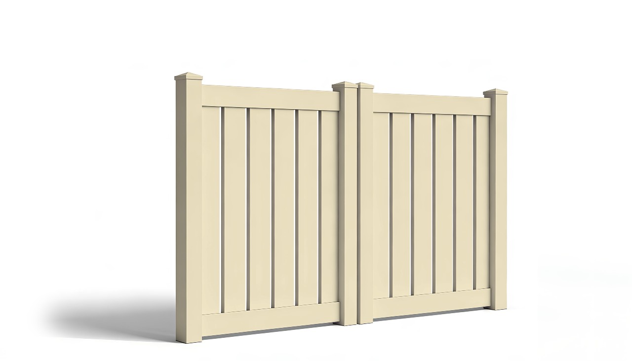 4' Tall x 8' Wide Double Drive Swing Vinyl Gate For Vinyl Semi-Privacy Fences (AFC-0304)