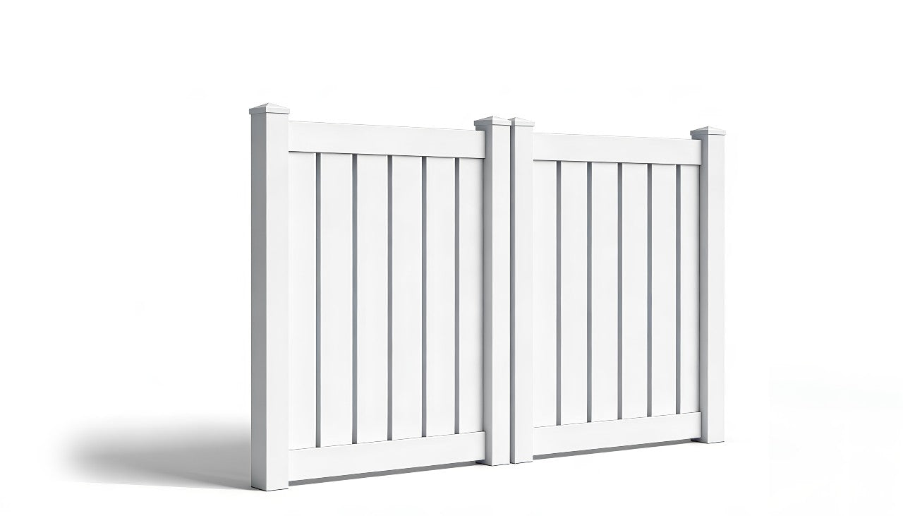 4' Tall x 8' Wide Double Drive Swing Vinyl Gate For Vinyl Semi-Privacy Fences (AFC-0304)