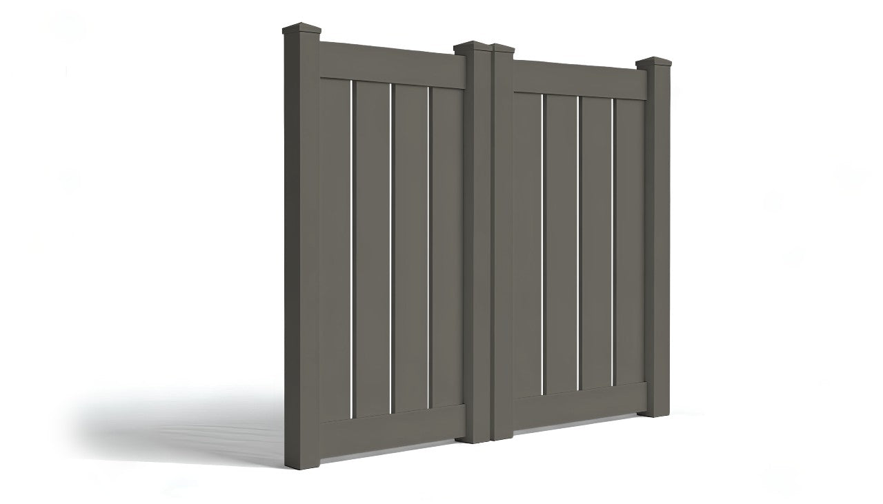 6' Tall x 6' Wide Double Drive Swing Vinyl Gate For Vinyl Fences (AFC-030)