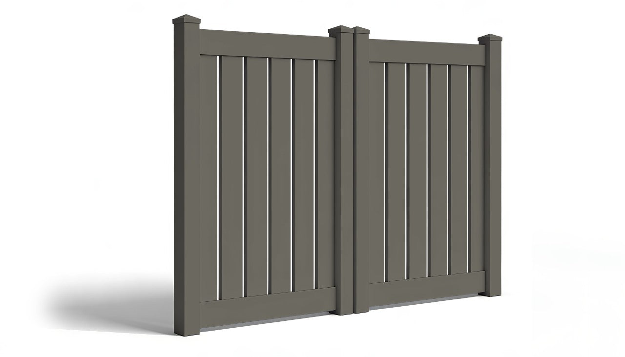 6' Tall x 8' Wide Double Drive Swing Vinyl Gate For Vinyl Semi-Privacy Fences (AFC-C62)