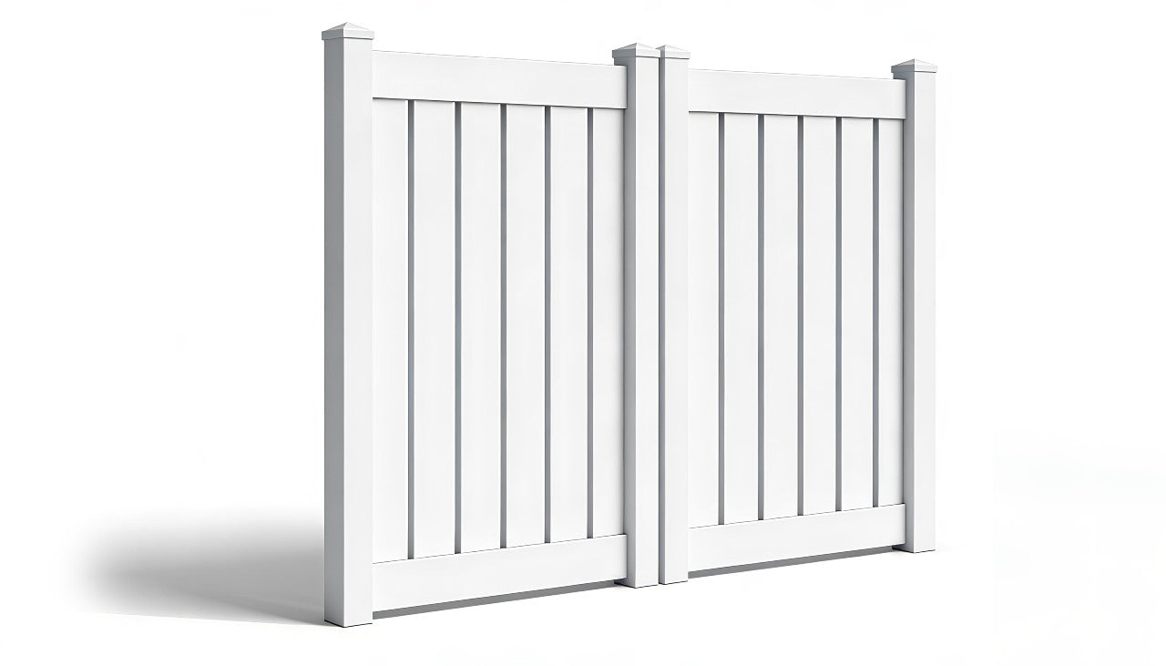 6' Tall x 8' Wide Double Drive Swing Vinyl Gate For Vinyl Semi-Privacy Fences (AFC-C62)
