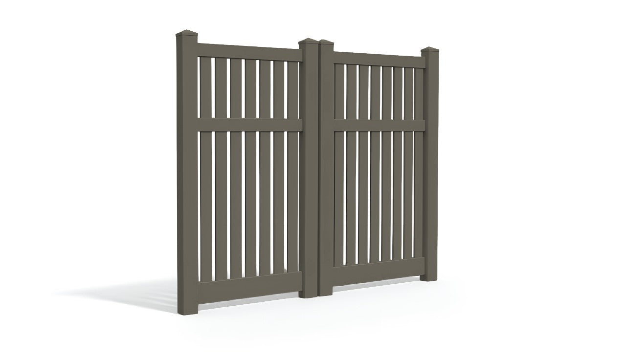 6' Tall x 6' Wide Double Drive Swing Vinyl Gate For Vinyl Fences (AFC-034)