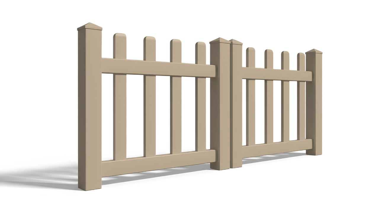 3' Tall x 6' Wide Double Drive Swing Vinyl Gate For Picket Vinyl Fences (AFC-11)