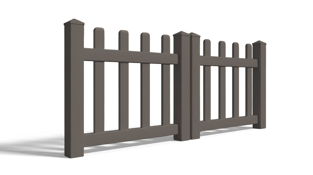 3' Tall x 6' Wide Double Drive Swing Vinyl Gate For Picket Vinyl Fences (AFC-11)
