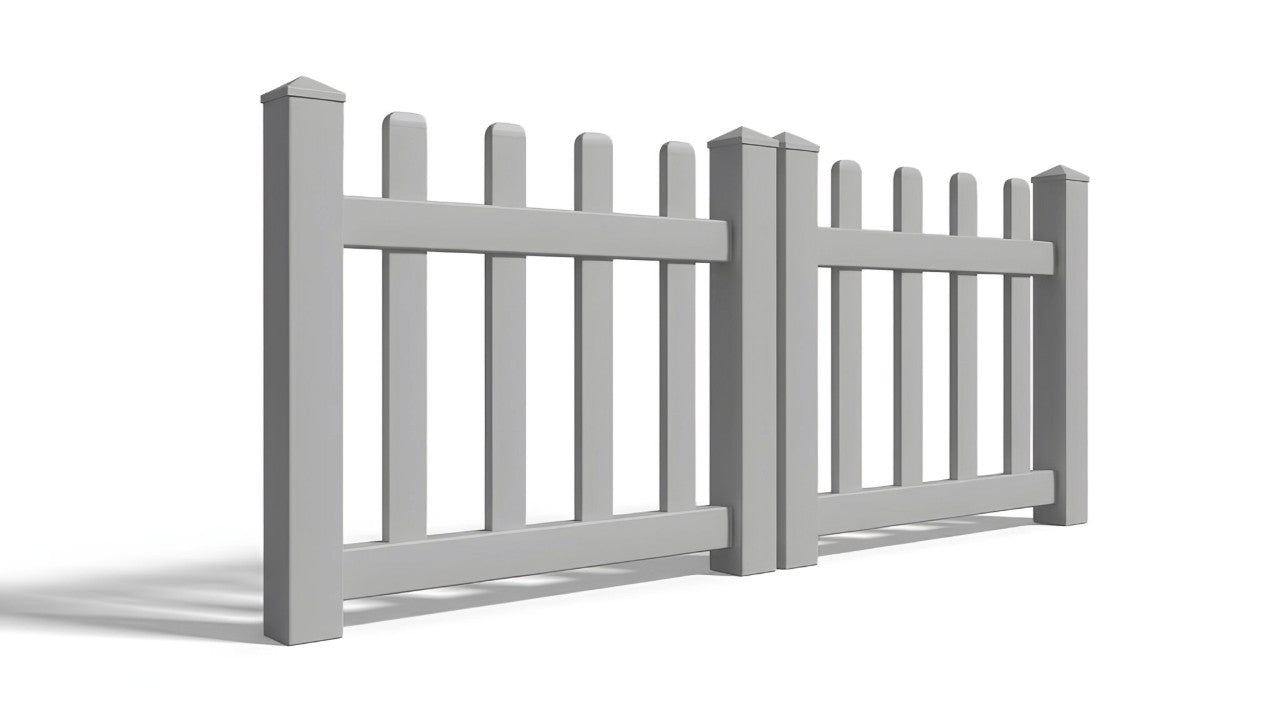 3' Tall x 6' Wide Double Drive Swing Vinyl Gate For Picket Vinyl Fences (AFC-11)