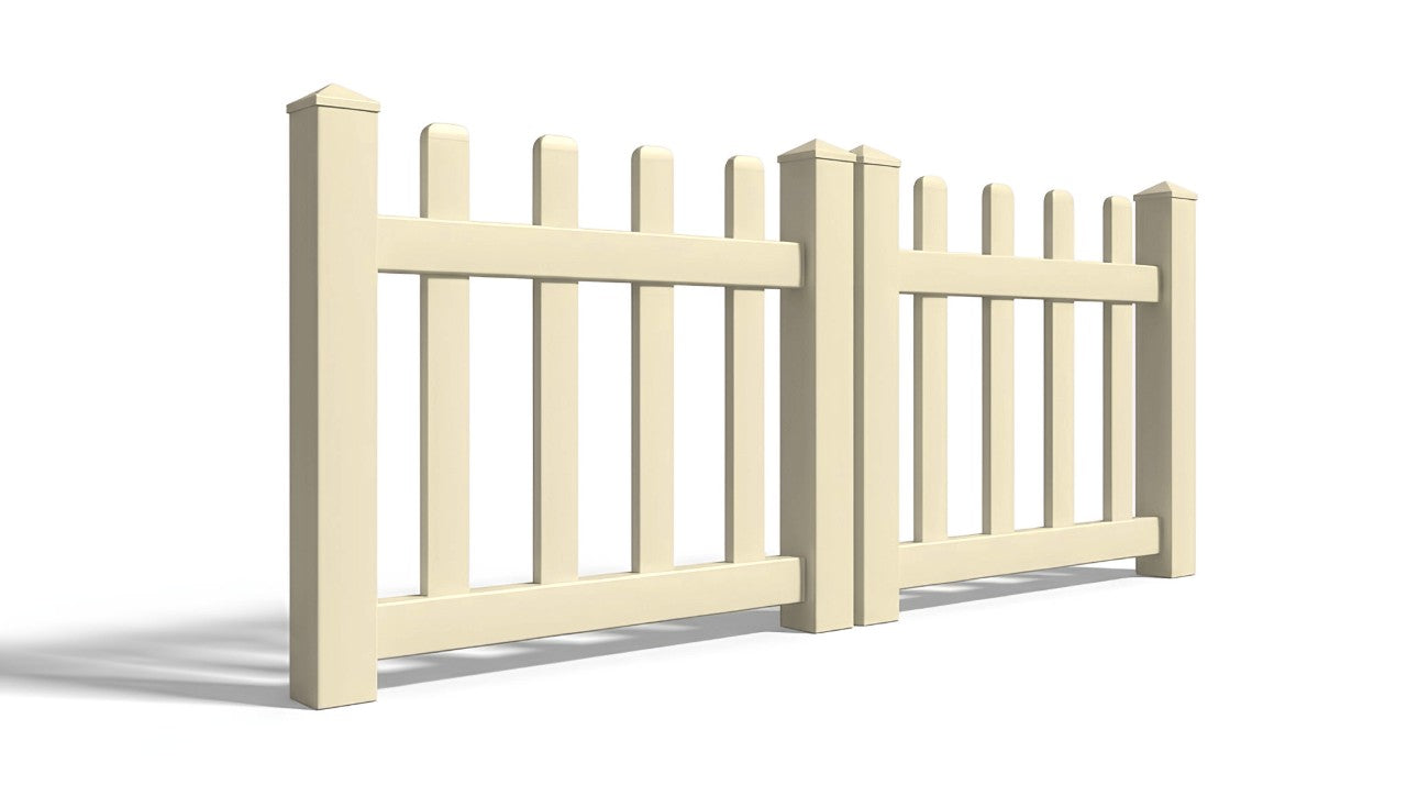 3' Tall x 6' Wide Double Drive Swing Vinyl Gate For Picket Vinyl Fences (AFC-11)