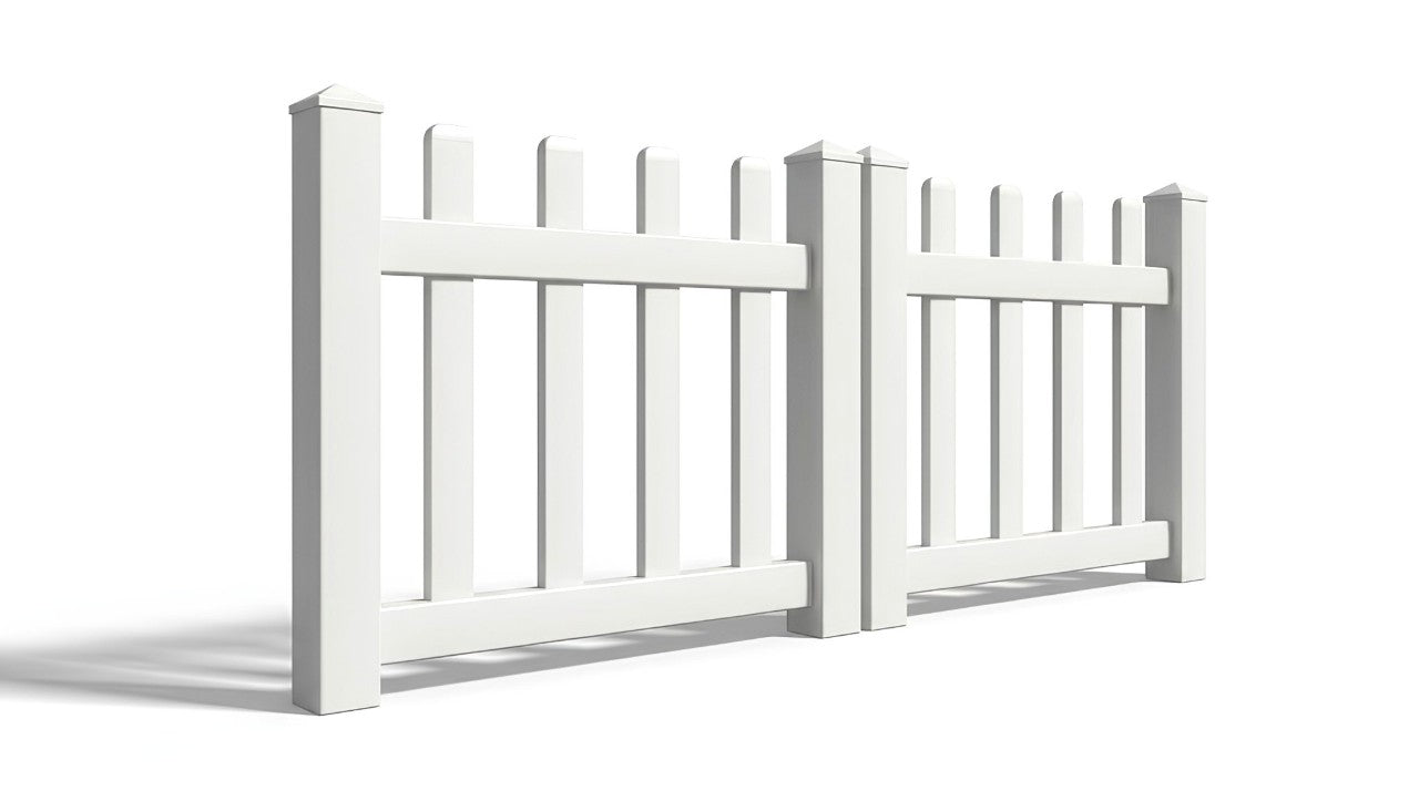 3' Tall x 6' Wide Double Drive Swing Vinyl Gate For Picket Vinyl Fences (AFC-11)