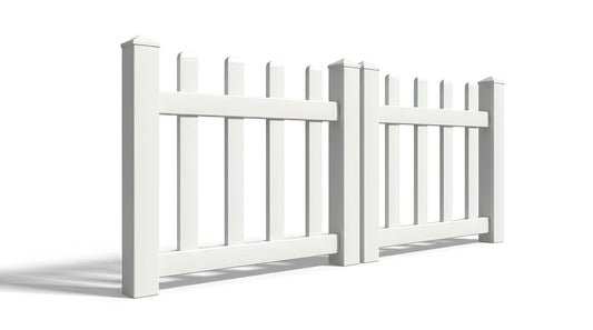 3' Tall x 6' Wide Double Drive Swing Vinyl Gate For Picket Vinyl Fences (AFC-11)