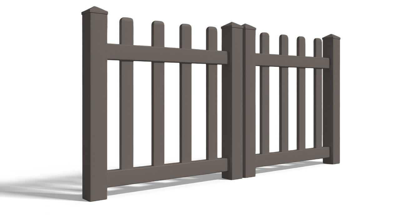 4' Tall x 6' Wide Double Drive Swing Vinyl Gate For Vinyl Picket Fences (AFC-15)