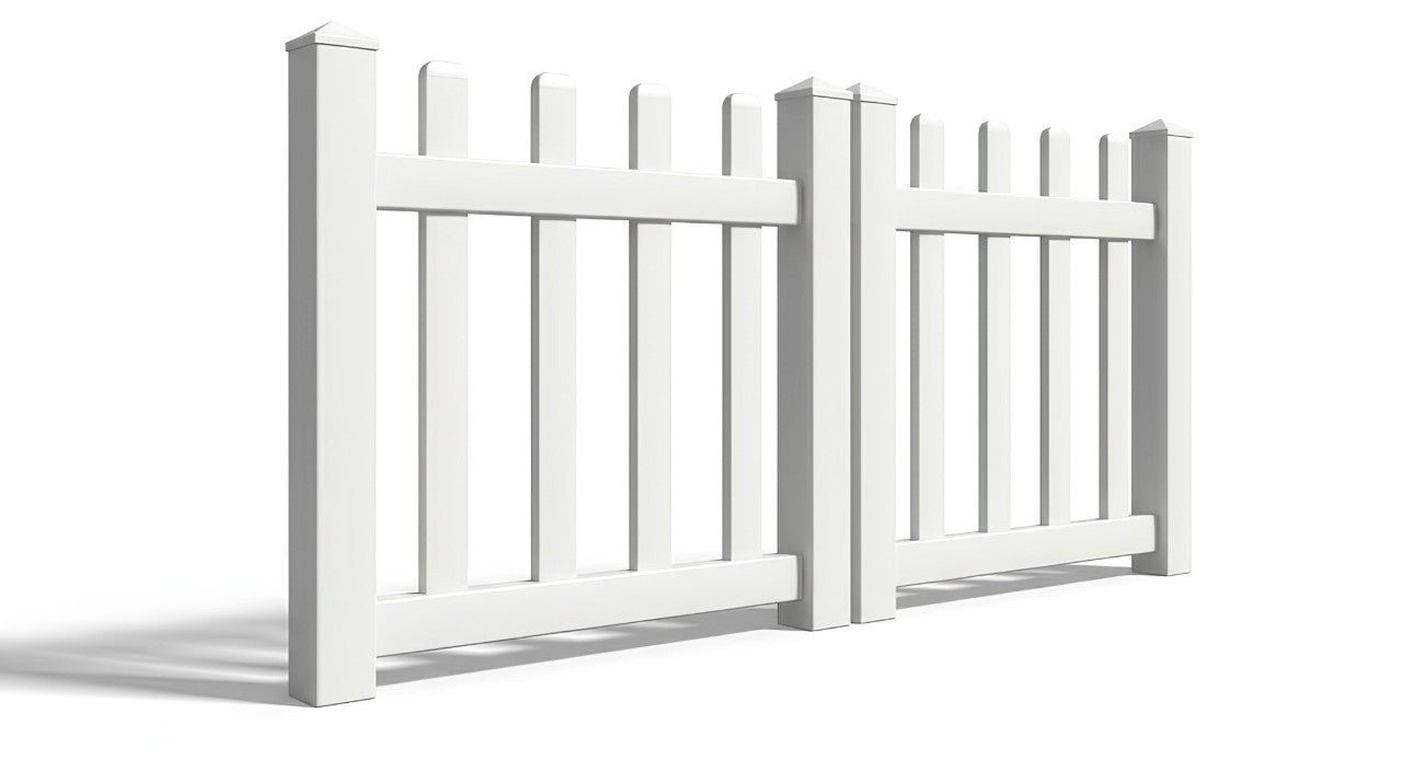 4' Tall x 6' Wide Double Drive Swing Vinyl Gate For Vinyl Picket Fences (AFC-15)