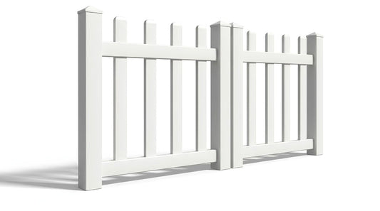 4' Tall x 6' Wide Double Drive Swing Vinyl Gate For Vinyl Picket Fences (AFC-15)