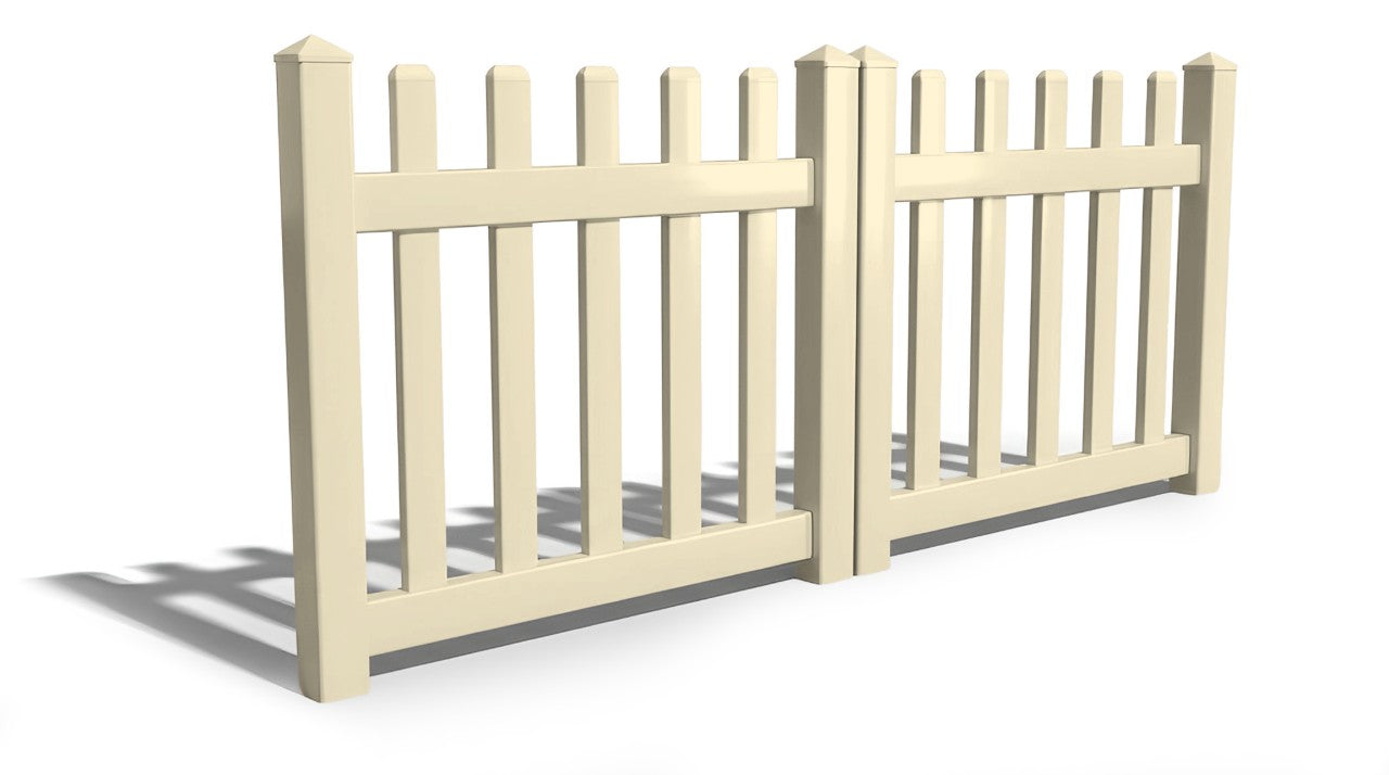 4' Tall x 8' Wide Double Drive Swing Vinyl Gate For Vinyl Picket Fences (AFC-15)