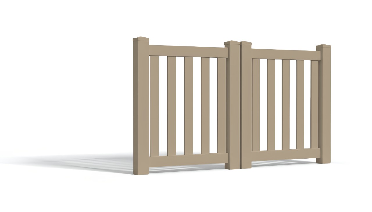 4' Tall x 6' Wide Double Drive Swing Vinyl Gate For Vinyl Closed Picket Fences (AFC-17)