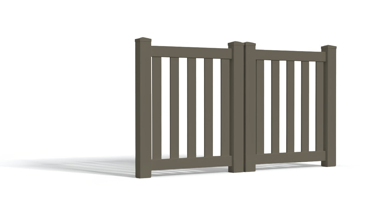 3' Tall x 6' Wide Double Drive Swing Vinyl Gate For Closed Picket Vinyl Fences (AFC-16)