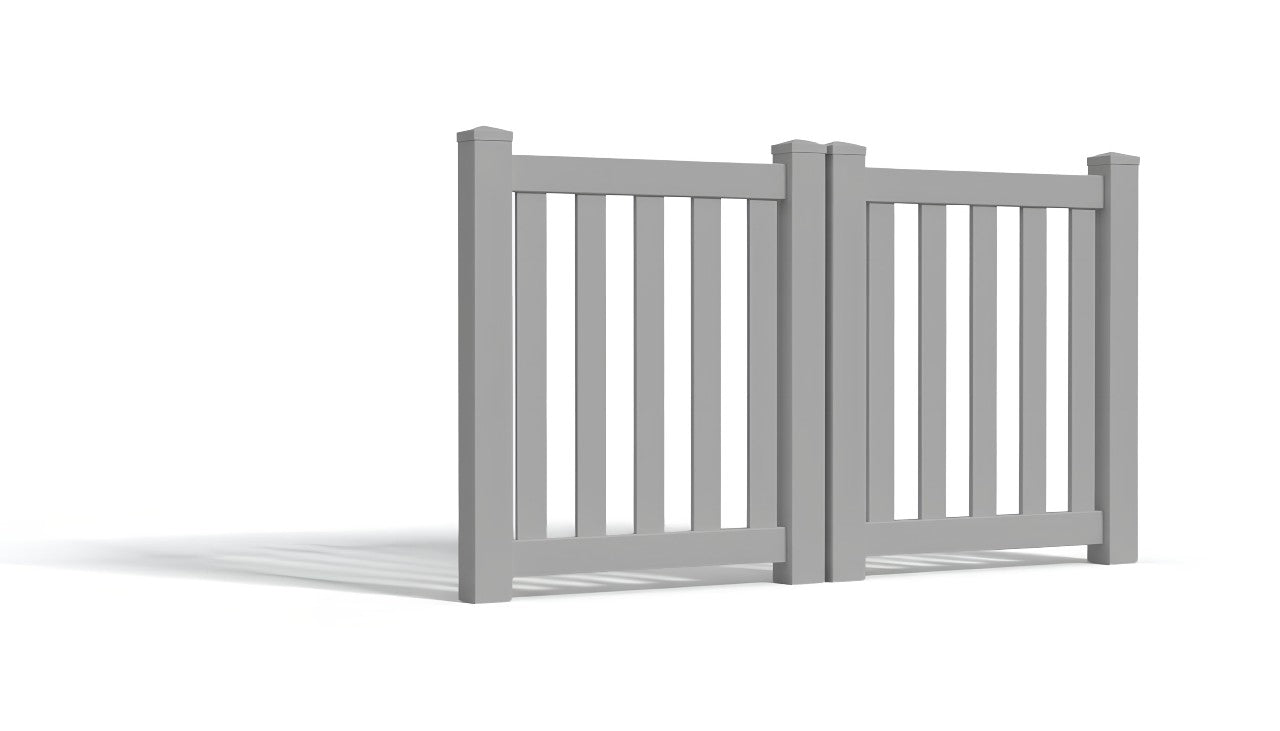4' Tall x 6' Wide Double Drive Swing Vinyl Gate For Vinyl Closed Picket Fences (AFC-17)