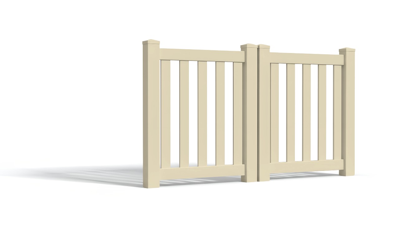 4' Tall x 6' Wide Double Drive Swing Vinyl Gate For Vinyl Closed Picket Fences (AFC-17)
