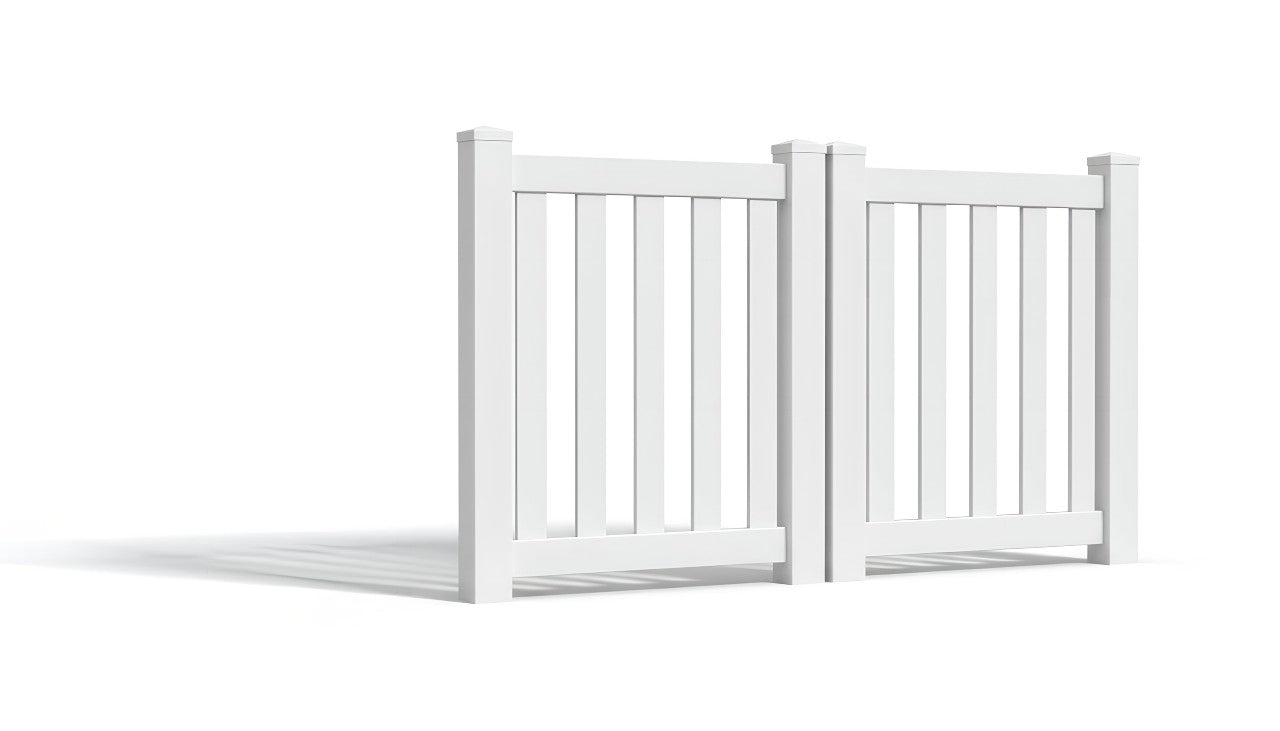 3' Tall x 6' Wide Double Drive Swing Vinyl Gate For Closed Picket Vinyl Fences (AFC-16)