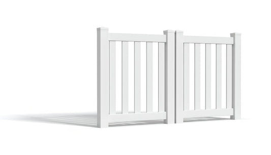 4' Tall x 6' Wide Double Drive Swing Vinyl Gate For Vinyl Closed Picket Fences (AFC-17)