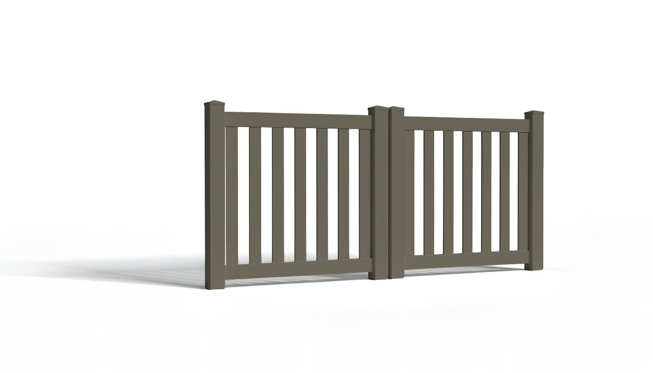 3' Tall x 8' Wide Double Drive Swing Vinyl Gate For Closed Picket Vinyl Fences (AFC-16)