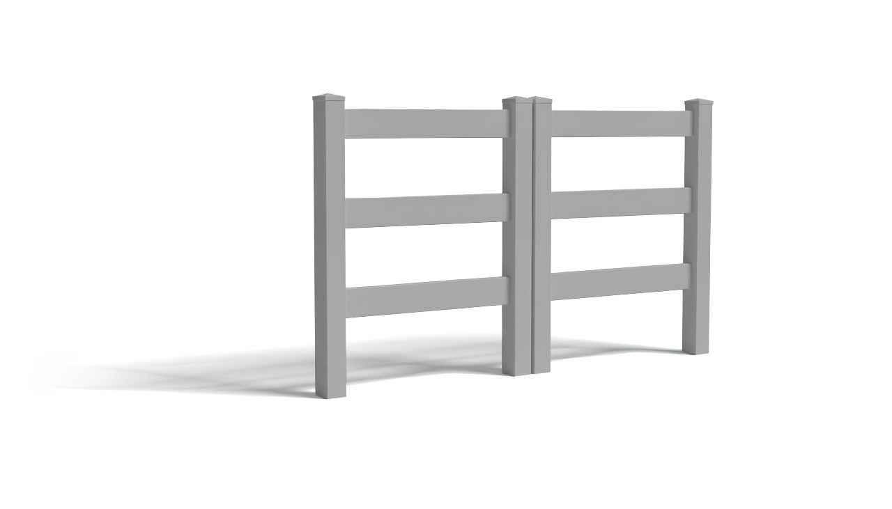 5' Tall x 6' Wide Double Drive Swing Vinyl Gate For Ranch Rail Vinyl Fences (AFC-19A)