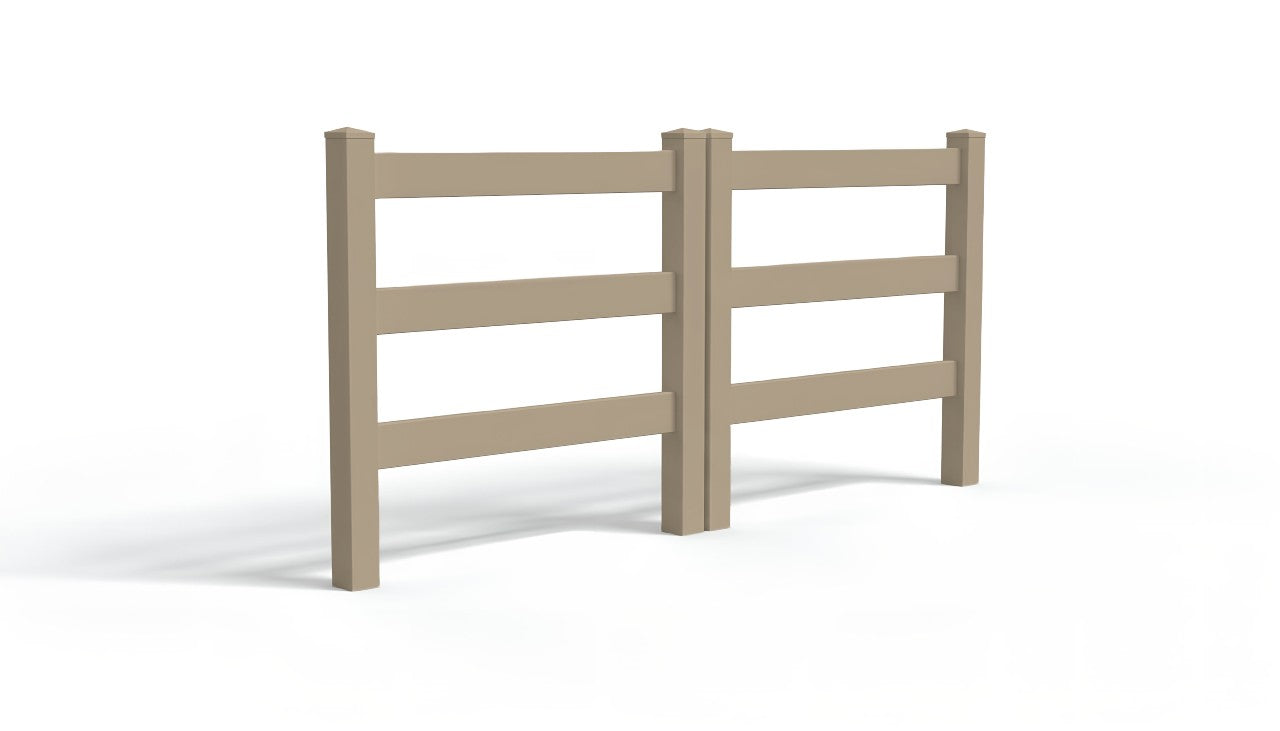 5' Tall x 8' Wide Double Drive Swing Vinyl Gate For Vinyl Ranch Rail Fences (AFC-19A)