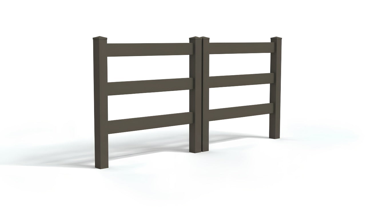 5' Tall x 8' Wide Double Drive Swing Vinyl Gate For Vinyl Ranch Rail Fences (AFC-19A)