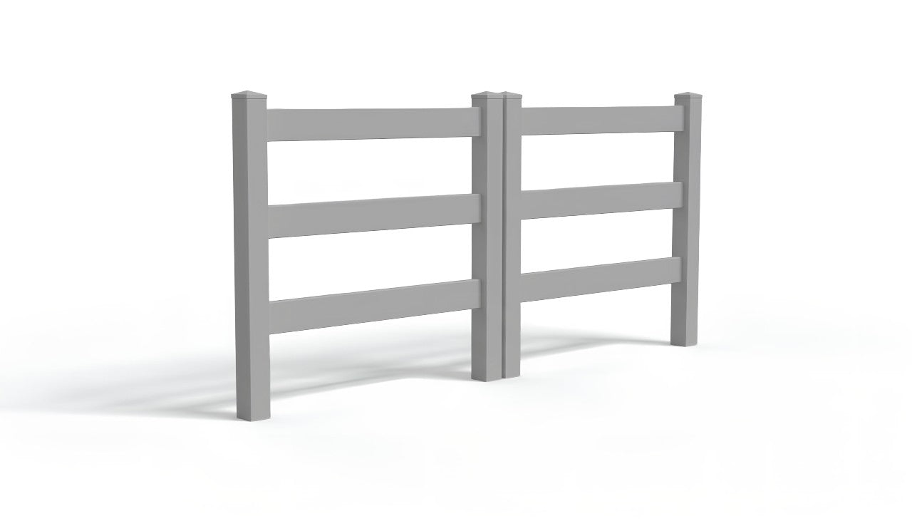 5' Tall x 8' Wide Double Drive Swing Vinyl Gate For Vinyl Ranch Rail Fences (AFC-19A)