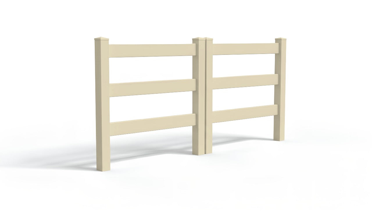 5' Tall x 8' Wide Double Drive Swing Vinyl Gate For Vinyl Ranch Rail Fences (AFC-19A)
