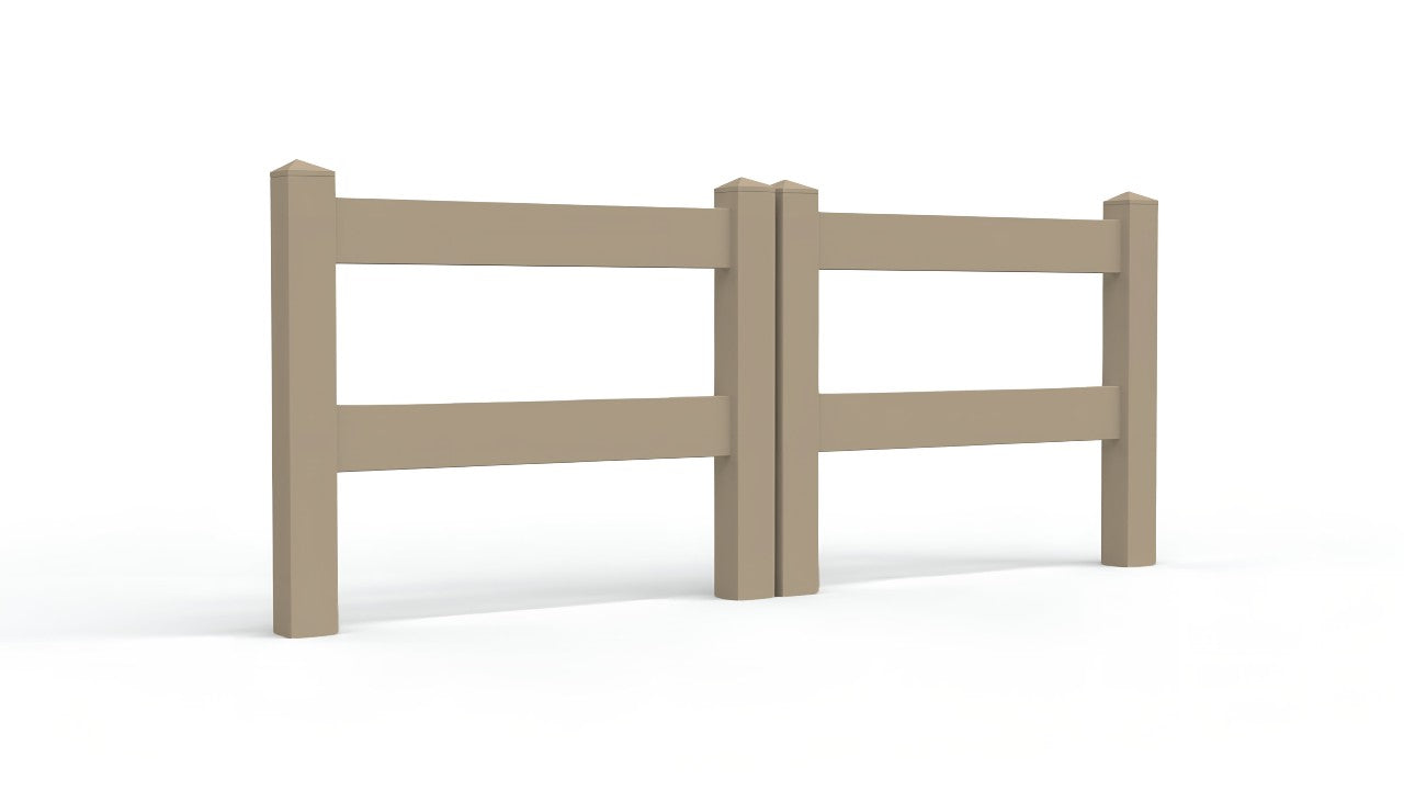 3' Tall x 6' Wide Double Drive Swing Vinyl Gate For Ranch Rail Vinyl Fences (AFC-302)