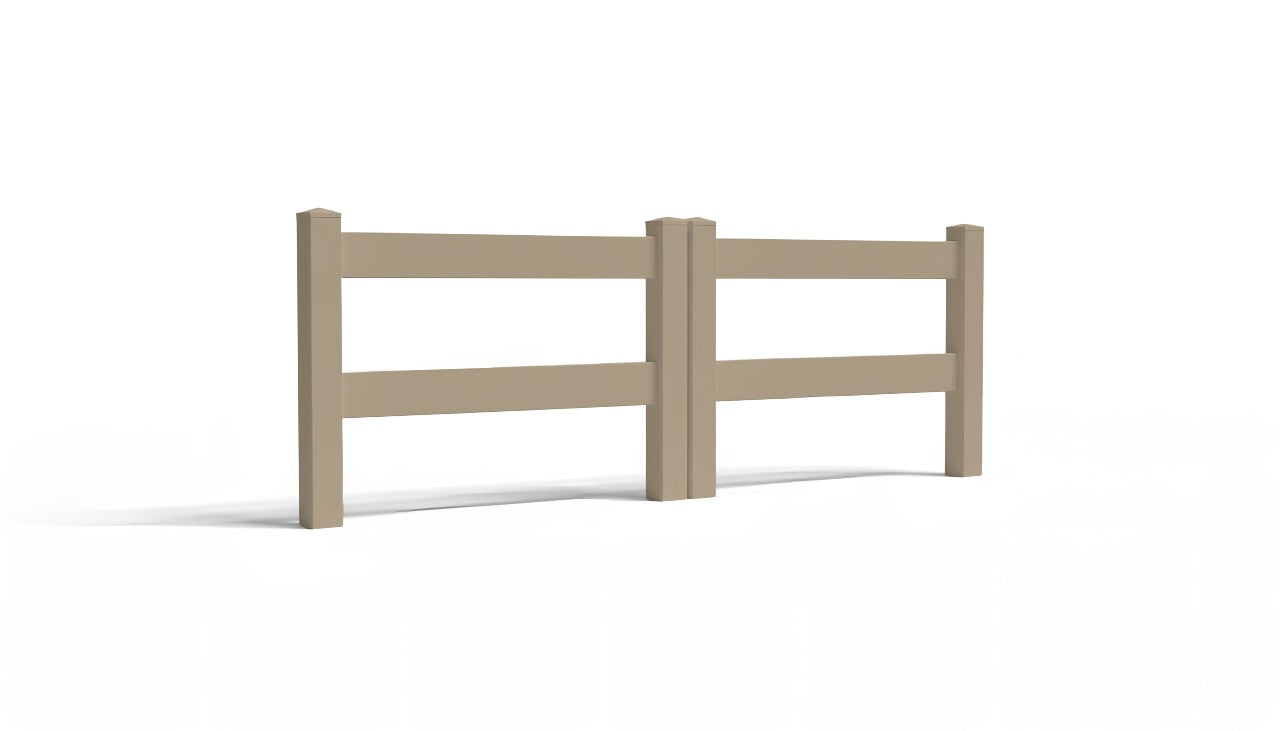 3' Tall x 8' Wide Double Drive Swing Vinyl Gate For Ranch Rail Vinyl Fences (AFC-302)