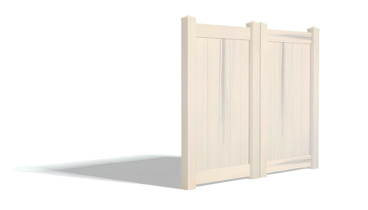 6' Tall x 6' Wide Double Drive Swing Vinyl Gate For Vinyl Fences (AFC-373)