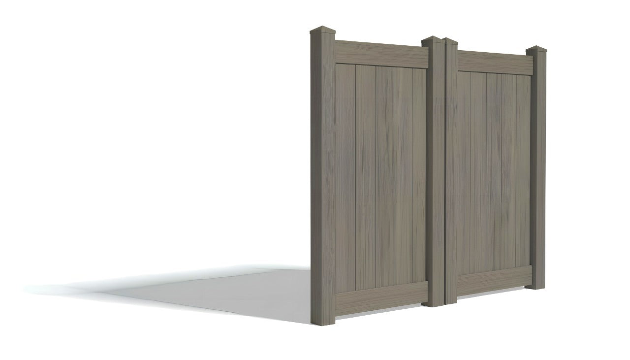 6' Tall x 6' Wide Double Drive Swing Vinyl Gate For Vinyl Fences (AFC-373)