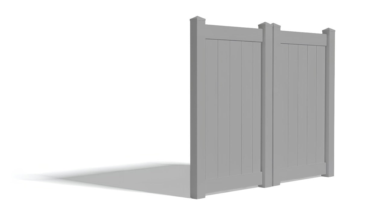 6' Tall x 6' Wide Double Drive Swing Vinyl Gate For Vinyl Fences (AFC-373)