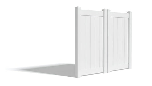6' Tall x 6' Wide Double Drive Swing Vinyl Gate For Vinyl Fences (AFC-373)