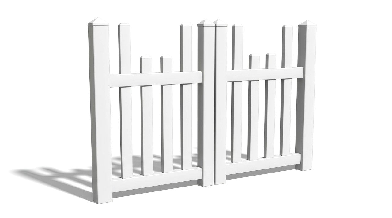 4' Tall x 6' Wide Double Drive Swing Vinyl Gate For Vinyl Fences (AFC-97)