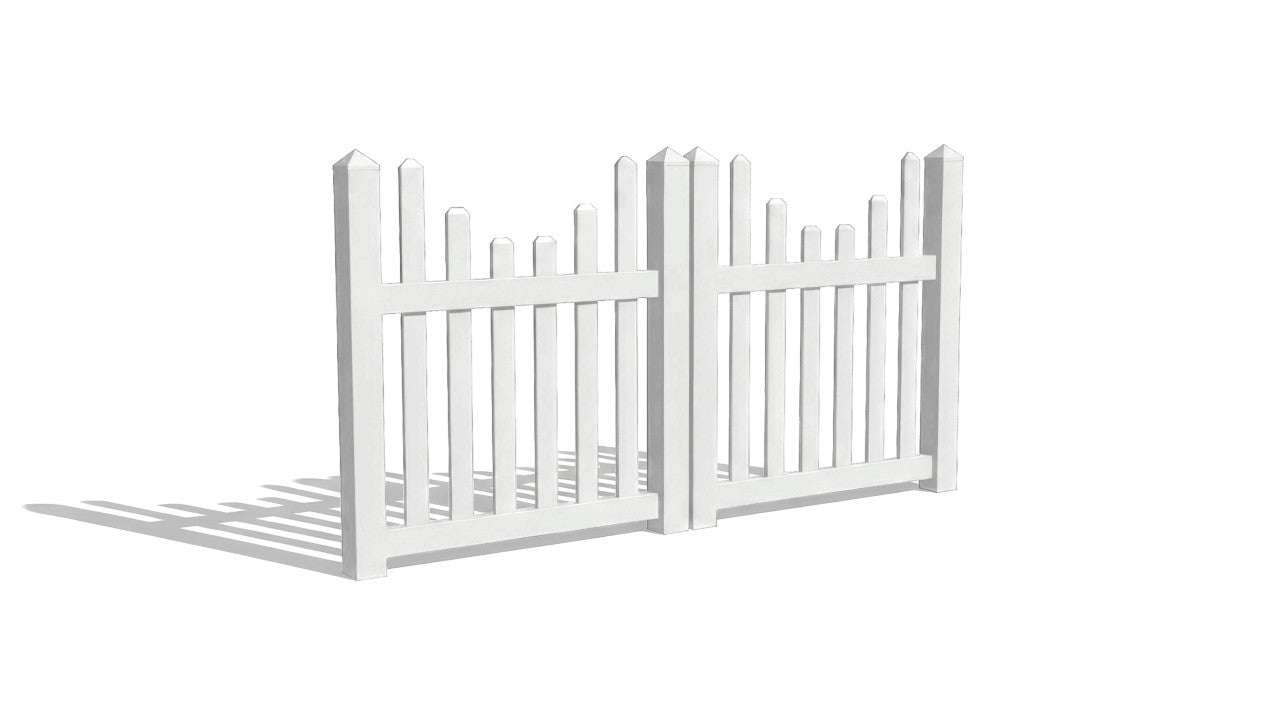 An underscallop vinyl double drive gate with a white coloring.