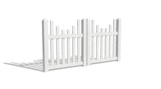 An underscallop vinyl double drive gate with a white coloring.
