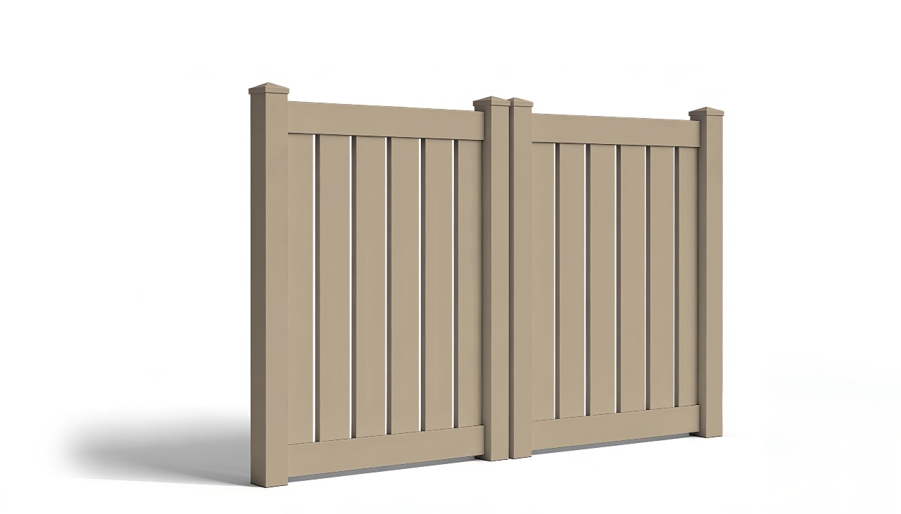 5' Tall x 8' Wide Double Drive Swing Vinyl Gate For Semi-Private Vinyl Fences (AFC-C32)