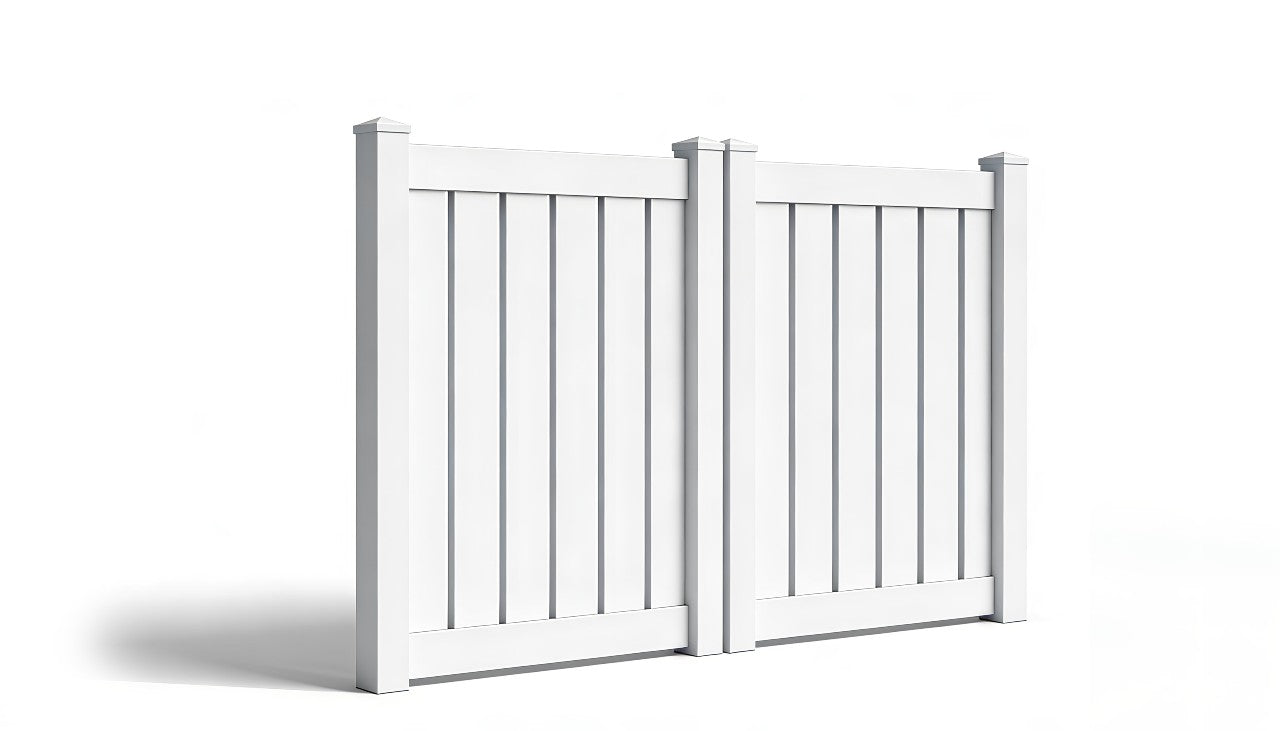 5' Tall x 8' Wide Double Drive Swing Vinyl Gate For Semi-Private Vinyl Fences (AFC-C32)