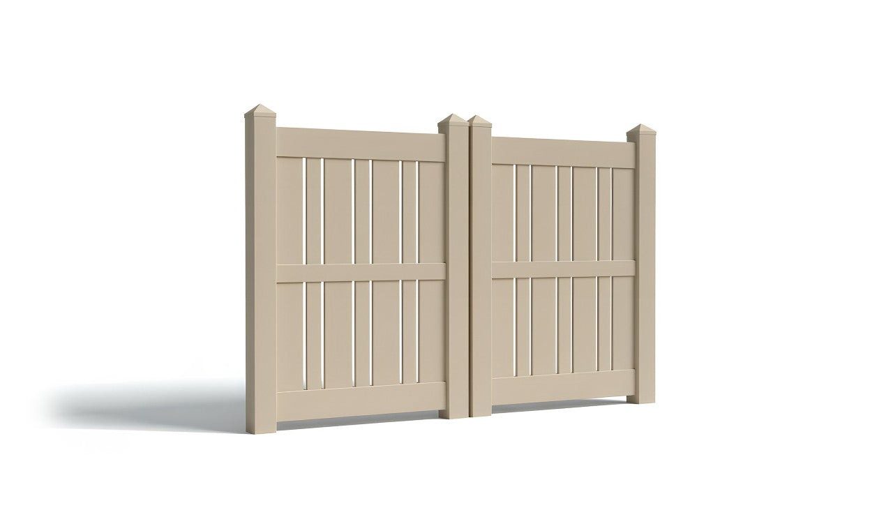 6' Tall x 6' Wide Double Drive Swing Vinyl Gate For Vinyl Fences (AFS-23)