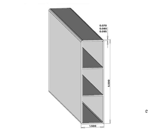 1-1/2" x 5-1/2" x 192" Blank Ribbed Rail For Vinyl Fences