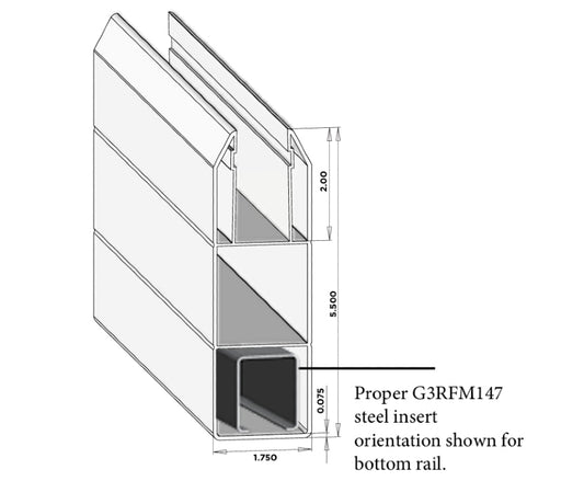 1-3/4" x 5-1/2" x 94" Blank Nexus Notched Pocket Rail For Vinyl Fences