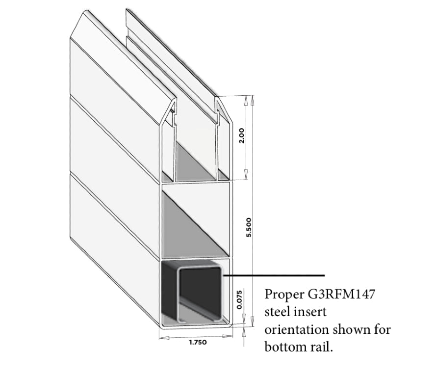 1-3/4" x 5-1/2" x 192" Blank Nexus Pocket Rail For Vinyl Fences