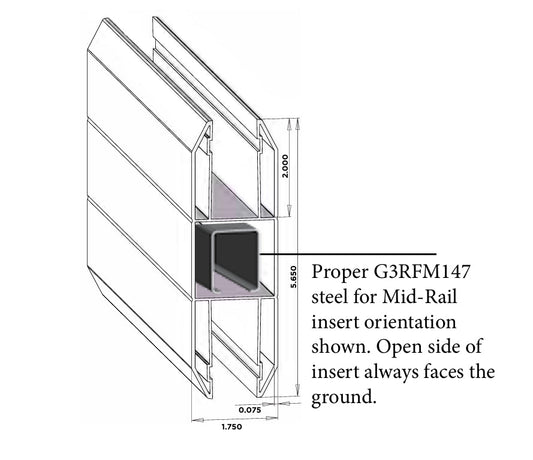 1-3/4" x 5-1/2" x 70" Blank Nexus Notched Pocket Mid Rail For Vinyl Fences