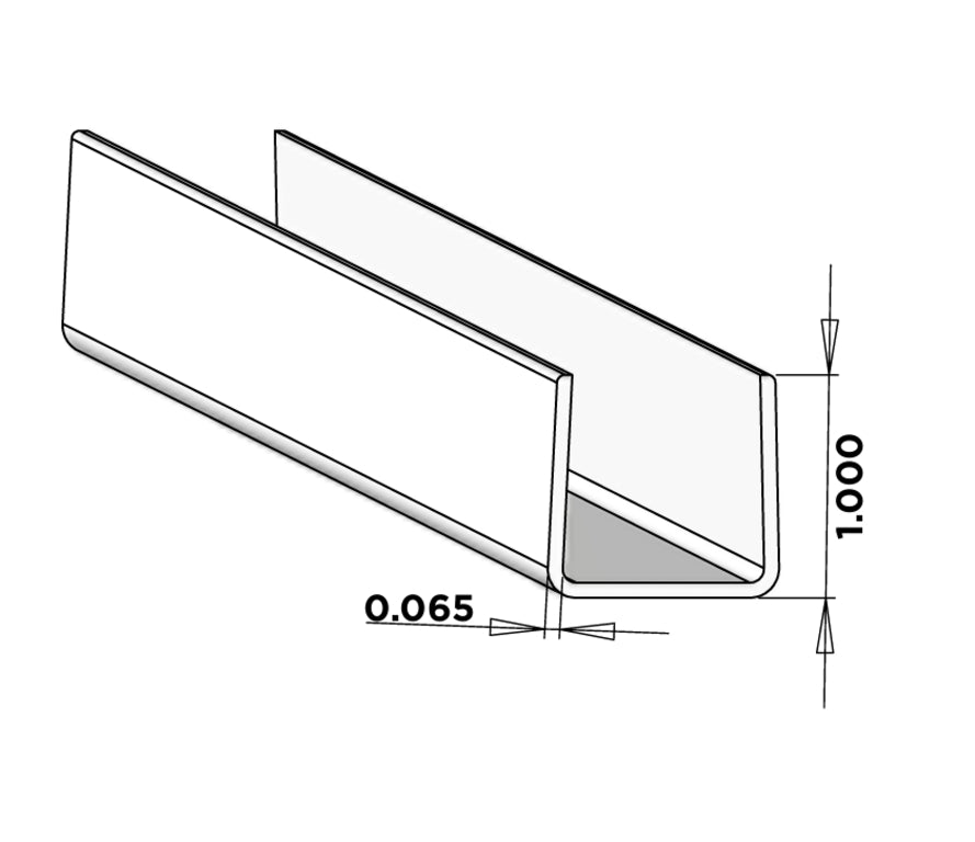 7/8" x 1" x 122" U-Channel For Vinyl Fences