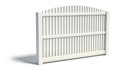 An overscallop vinyl fence panel.