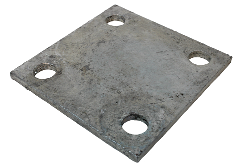 4" Sq. x 1/4" Galvanized Steel Plate for Plated Posts Fences